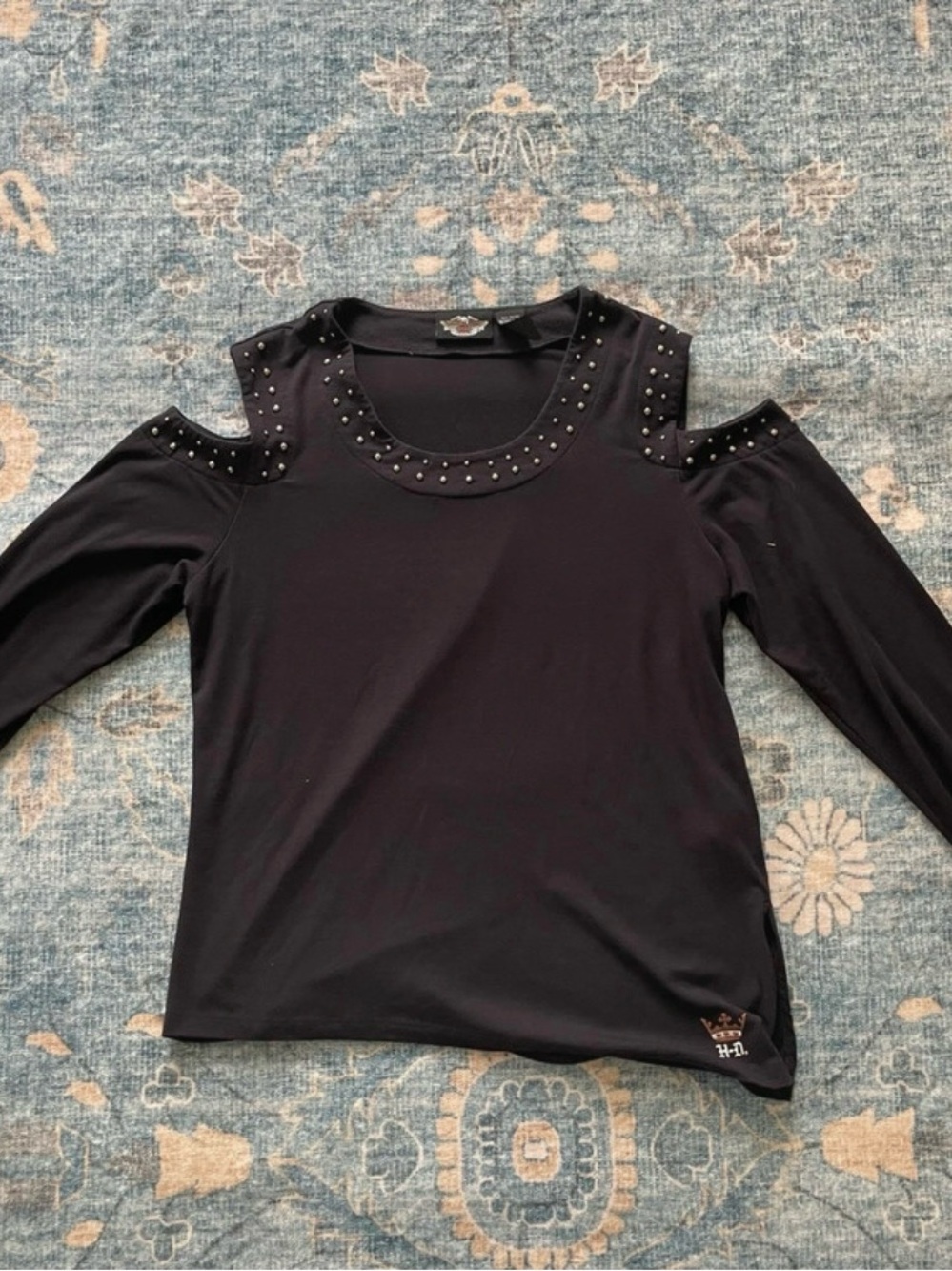 Harley Davidson Cold-Shoulder Studded Women's Top